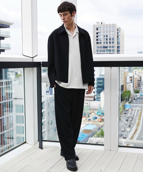 ブルゾン アウター 「新作」COLD DRY PLEATS ハリントンブルゾン　｜防シワ/接触冷感/イージーケア/通気性/春服/ムレ防止/ダブルジップの画像