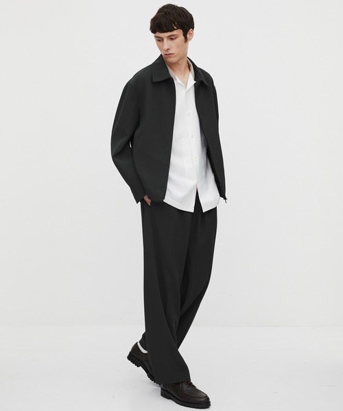 ブルゾン アウター 「新作」COLD DRY PLEATS ハリントンブルゾン　｜防シワ/接触冷感/イージーケア/通気性/春服/ムレ防止/ダブルジップの画像