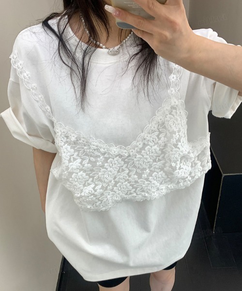 Dalfwin（ダールフィン） tシャツ 半袖 韓国ファッション レース