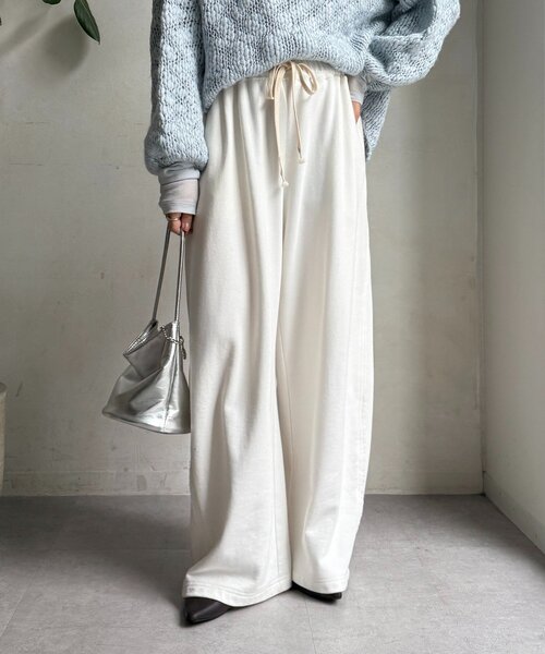 「DouDou」 スウェットパンツ 36 ライトベージュ レディースの画像
