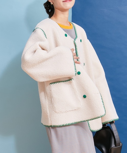 「HELLO.SANFRANCISCO」 ノーカラージャケット ONE SIZE アイボリー レディースの画像