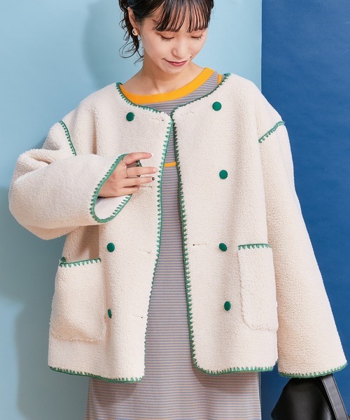 「HELLO.SANFRANCISCO」 ノーカラージャケット ONE SIZE アイボリー レディースの画像