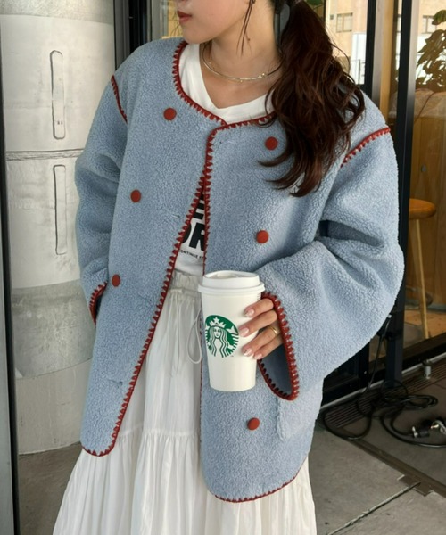 「HELLO.SANFRANCISCO」 ノーカラージャケット ONE SIZE アイボリー レディースの画像
