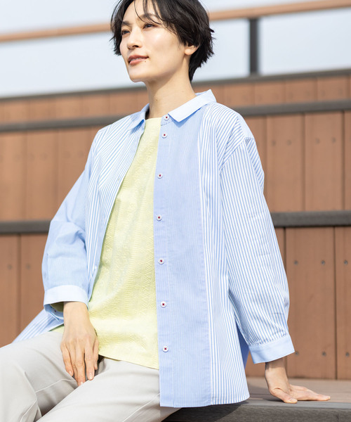 DECOY SINCE 1981 ブラウス シャツ パッチワークストライプブラウス 