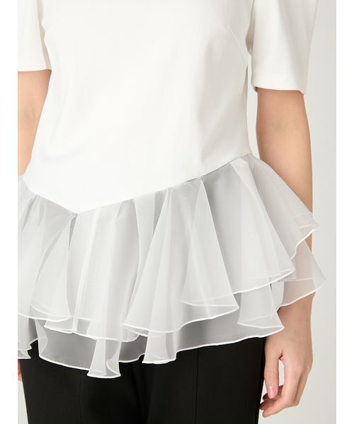tシャツ シアーペプラムカットトップス／ウォッシャブル レディースの画像