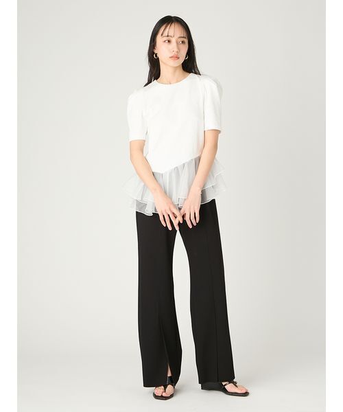 tシャツ シアーペプラムカットトップス／ウォッシャブル レディースの画像