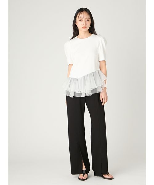 tシャツ シアーペプラムカットトップス／ウォッシャブル レディースの画像