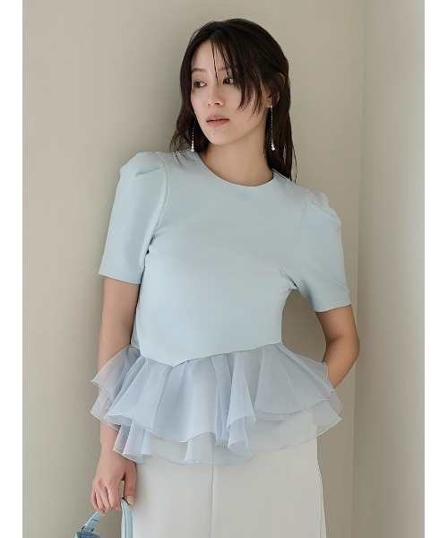 tシャツ シアーペプラムカットトップス／ウォッシャブル レディースの画像