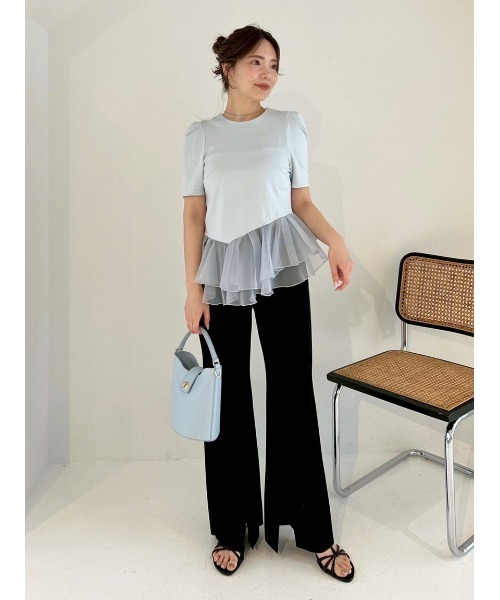 tシャツ シアーペプラムカットトップス／ウォッシャブル レディースの画像