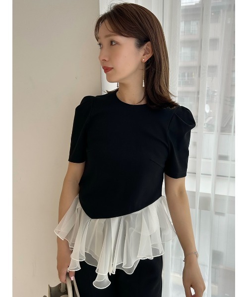 tシャツ シアーペプラムカットトップス／ウォッシャブル レディースの画像