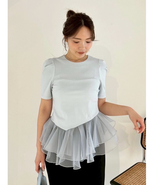 tシャツ シアーペプラムカットトップス／ウォッシャブル レディースの画像