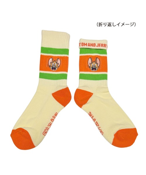 靴下 「 Tom ＆ Jerry 」 トム＆ジェリー カラフルラインソックス 26S4