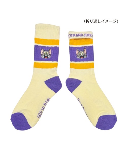 靴下 「 Tom ＆ Jerry 」 トム＆ジェリー カラフルラインソックス 26S4
