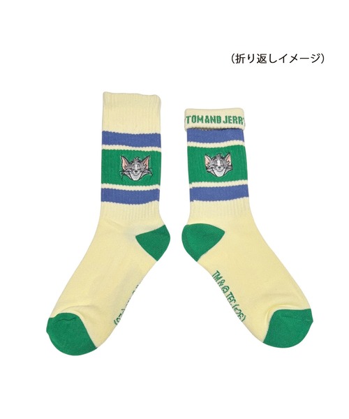 靴下 「 Tom ＆ Jerry 」 トム＆ジェリー カラフルラインソックス 26S4