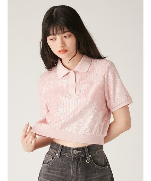 「LILY BROWN」 半袖ポロシャツ FREE グレー レディース_画像5