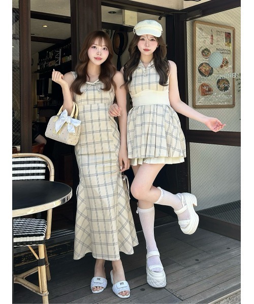Darich（ダーリッチ） ワンピース オープンリボンチェックロング