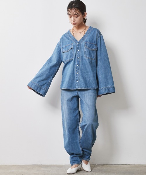 「CHIC STYLE」 デニムパンツ 98 ブルー レディース_画像8