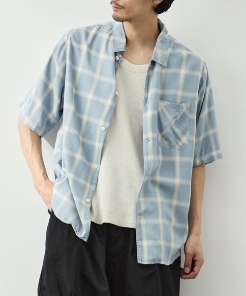 シャツ 「REMI RELIEF/レミレリーフ」レーヨンツイルオンブレS/Sシャツ メンズの画像