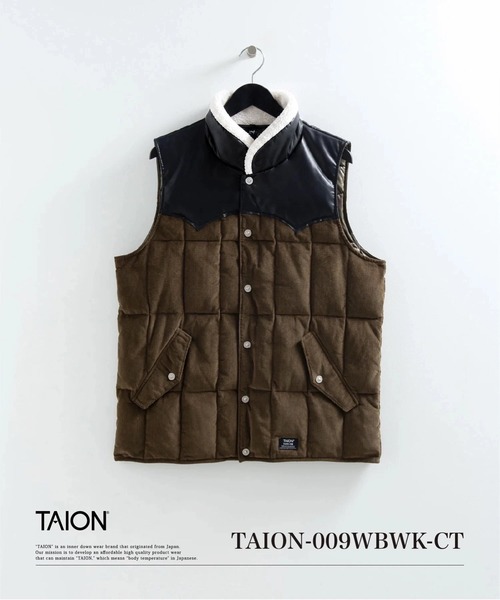 TAION ワークダウンベスト ブラック コーデュロイ 完売 TAION（タイオン） ダウンベスト ベスト 「」「ユニセックス」ワーク