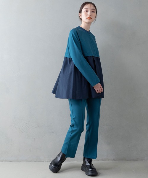 「MARECHAL TERRE」 イージーパンツ MEDIUM ブルーグリーン レディース_画像6