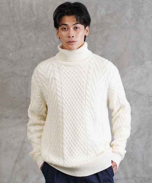 値下げ交渉可】#FR2 GOLF セーター　ケーブルニットタートルネックセーター 値下げ交渉可】#FR2 GOLF セーター ケーブルニットタートルネック