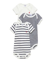 PETIT BATEAU（プチバトー） ベビー服 ロンパース 半袖ボディ3枚組