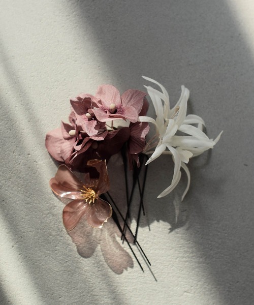 utatane 髪飾り ヘアスティック3本セット アメリカンフラワー 日本製