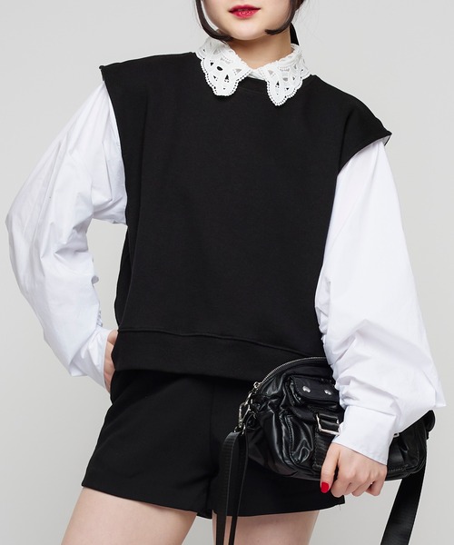 ブラウス シャツ 「Narcissus」ベストレイヤードトップス レディース