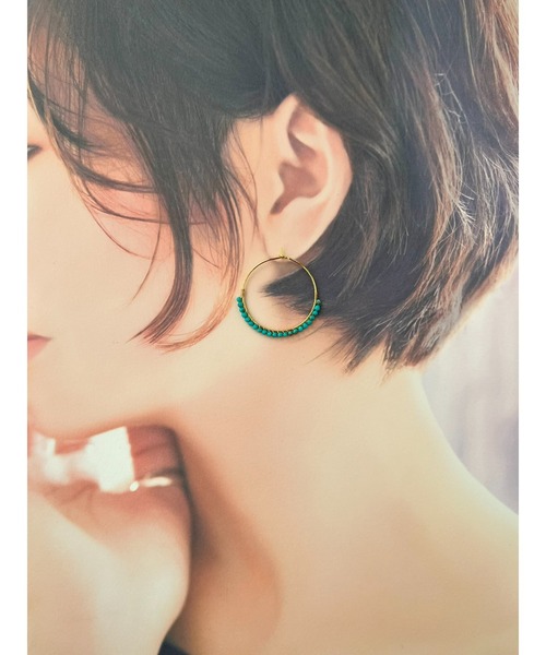 TONE（トネ） ピアス 「jebi」14kgf カラフル天然石のフープピアス(MA 