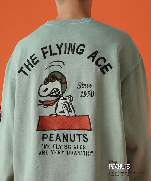 AVIREXx PEANUTS☆CREWNECK SWEAT \"FLYING ACE\" 要在庫確認 AVIREX × PEANUTS》CREWNECK SWEAT 
