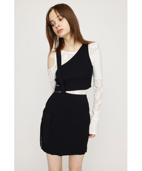 SLY（スライ） ワンピース ASYMMETRY LAYER KNIT S/OP アシンメトリー