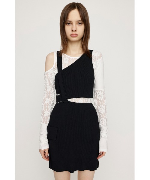 SLY（スライ） ワンピース ASYMMETRY LAYER KNIT S/OP アシンメトリー
