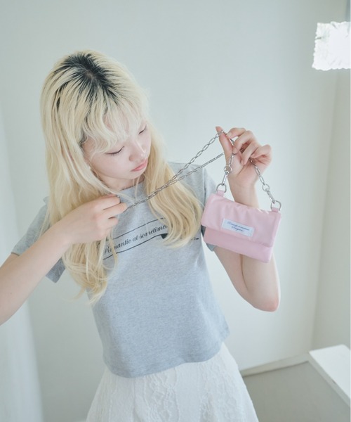 smyeon チェーンコンパクトリップポーチ ホワイト Smyeon ショルダーバッグ バッグ Chain compact pouch bag