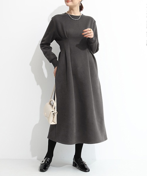 ワンピース ウエストタックワンピース「裏起毛」 : ZOZOTOWN Yahoo!店