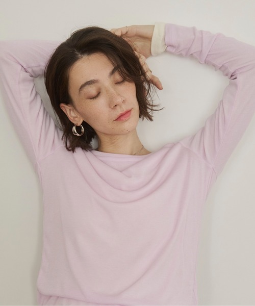 ANGIE tシャツ ボートネック 長袖 シアートップス レディース