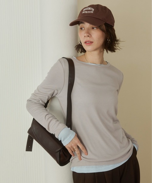ANGIE tシャツ ボートネック 長袖 シアートップス レディース