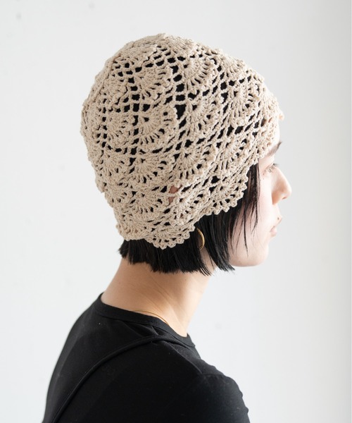 Lilly♡　バーガンディ完売品　Wool Cap /ウールキャップ セール】ハンドウォッシャブル 綿麻サマーニット ビーニー