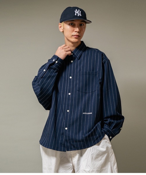 APPLEBUM】アップルバム 長袖シャツ ストライプ ネイビー NAVY APPLEBUM 【APPLEBUM】アップルバム 長袖シャツ ストライプ ネイビー NAVY