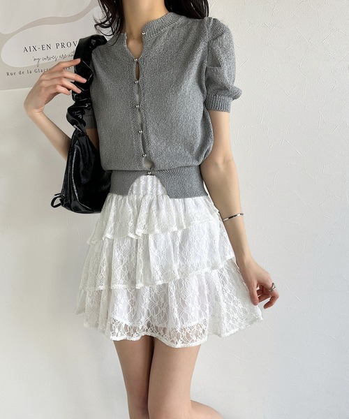 【Milly】★レース使いのデザインミニスカート DearMyLoveRose スカート レースフリルプリーツミニスカート