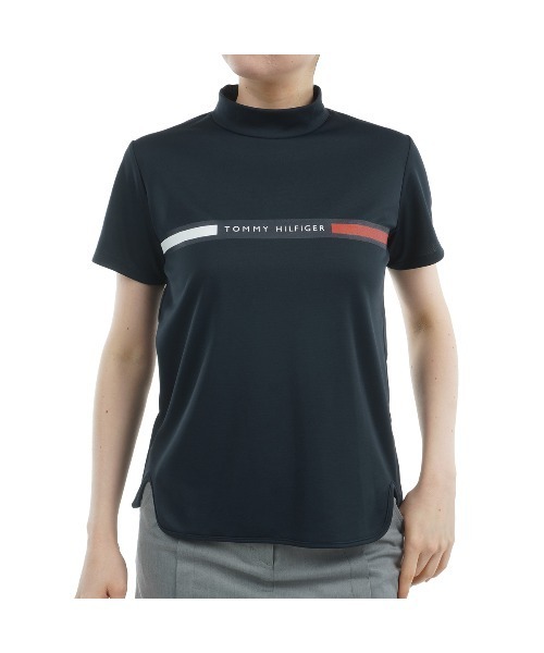ラインロゴ 半袖モックネックシャツ レディース TOMMY HILFIGER GOLF ラインロゴ 半袖モックネックシャツ