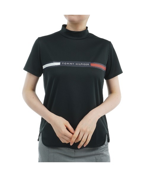 ラインロゴ 半袖モックネックシャツ レディース TOMMY HILFIGER GOLF ラインロゴ 半袖モックネックシャツ