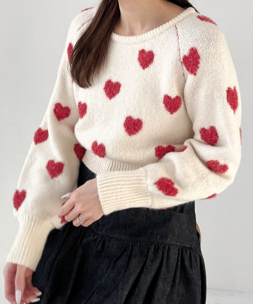 Heather（ヘザー） ニット セーター ハートモチーフニット 320737