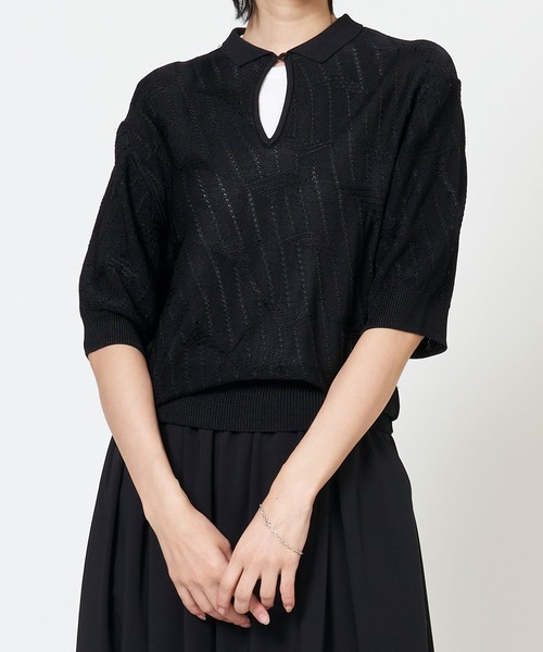 THE SHINZONE（ザ シンゾーン） BRIGHT LACE KNIT POLO ブライト
