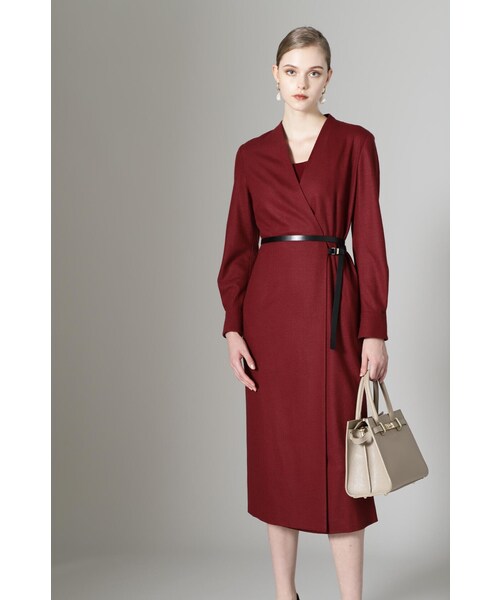 「PINKY&DIANNE」 長袖ワンピース 38 ボルドー レディース_画像7