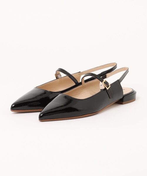 パンプス ファビオルスコーニ/6298 NAPLAK NERO バックストラップ フラットポインテッドパンプス