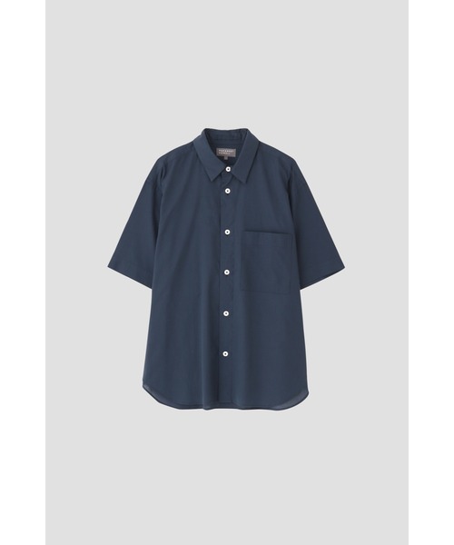 MARGARET HOWELL ブルーコットン半袖シャツ Lサイズ MARGARET HOWELL シャツ COMPACT COTTON PLAINWEAVE メンズ