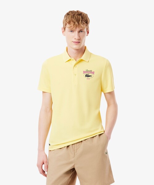 【新品・未使用】LACOSTE 黒 ポロシャツ ウルトラドライ　2025春夏 LACOSTE シャツ ウルトラドライ オープンカラー総柄シャツ