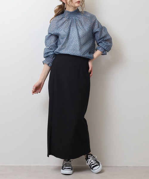 Anna Nicola ブラウス シャツ シアードットハイネック長袖