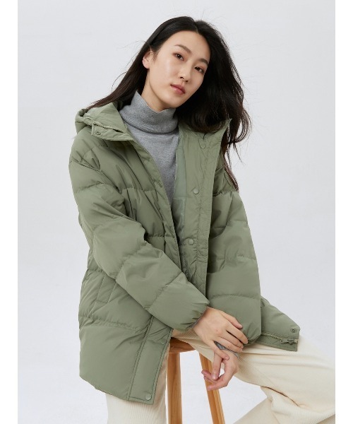 「GAP」 ダウンコート L グリーン レディース_画像7