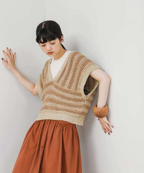 LAATO MIX KNIT BUSTIER ベージュ LAATO 「LAATO」 ニットベスト FREE ベージュ レディース